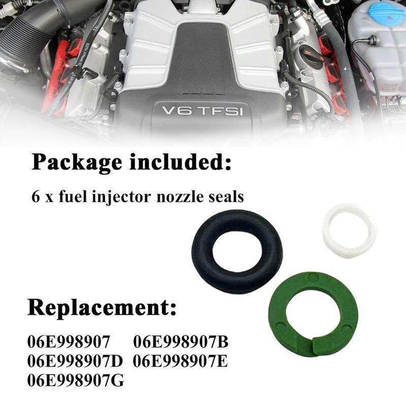 repustor 6 Set Fuel Injector Nozzle Seal Kits Compatible with Touareg A4 A5 A6 A7 A8 Q5 Q7 RS3 RSQ3 TTRS Fuel Injector O-Rings Replacement 06E998907E 06E998907B - Image 3